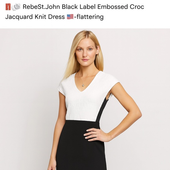 ππ·οΈ  St.John Black Lable Embossed CrocJacquard Knit Dress.-flattering πΊπΈ - Picture 3 of 13